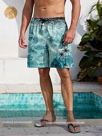 Shorts casual de exerciții, croială lejeră, talie elastică, material poliester (compoziție 96%+), pentru vară