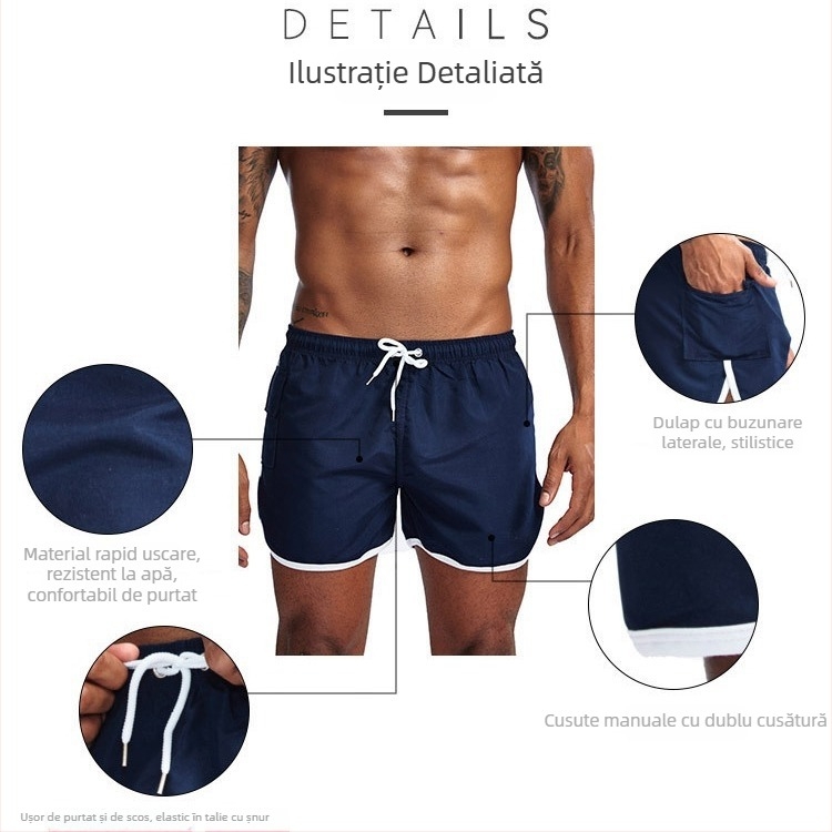 Șorturi pentru bărbați, poliester respirabil, țesătură tricot, talie medie, 95–100% poliester, vară sport/casual