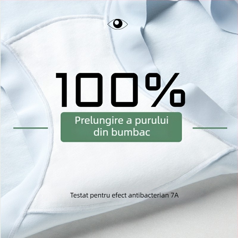 Chiloți de damă din bumbac cu talie înaltă — respirabili, susținere a abdomenului, antibacterieni, material principal 95–100% bumbac, căptușeală la zona inghinală 100% bumbac