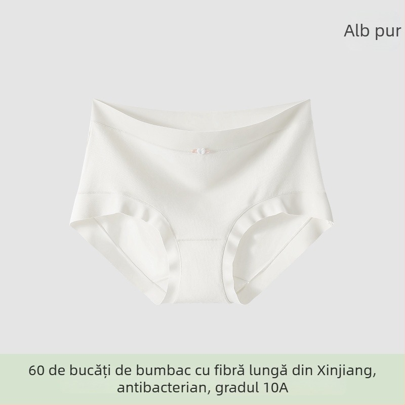 Chiloți de damă din bumbac talie medie, antibacterieni și respirabili; material principal 80–90% bumbac; căptușeala zonei intime 100% bumbac