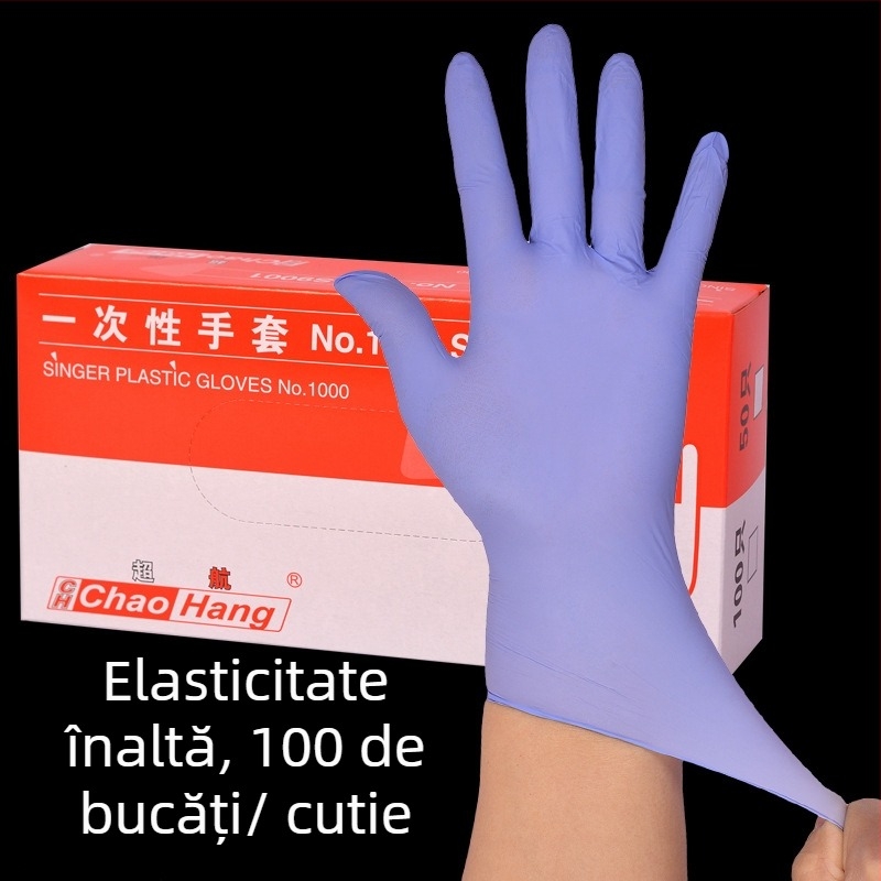 Mănuși de nitril, de unică folosință, grosime standard, suprafață antiderapantă, rezistente la uzură, 1000 bucăți într-o cutie.