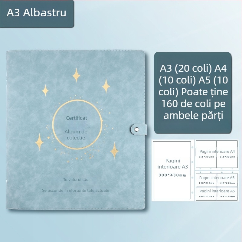 Carte de colecție pentru certificate, piele, Model Avinar 05, 120 pagini, personalizare disponibilă, grosime 4