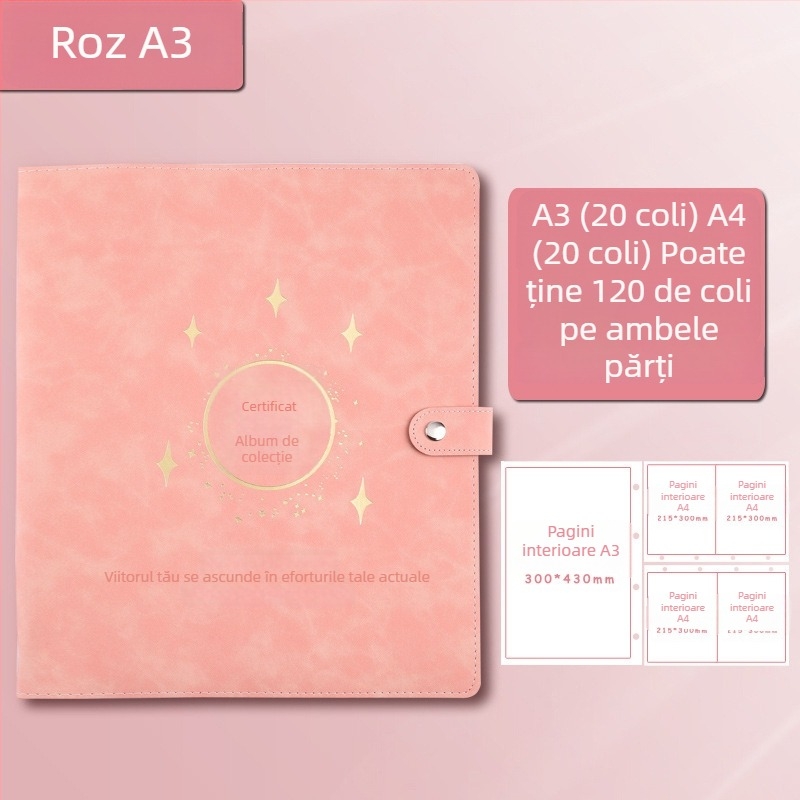 Carte de colecție pentru certificate, piele, Model Avinar 05, 120 pagini, personalizare disponibilă, grosime 4