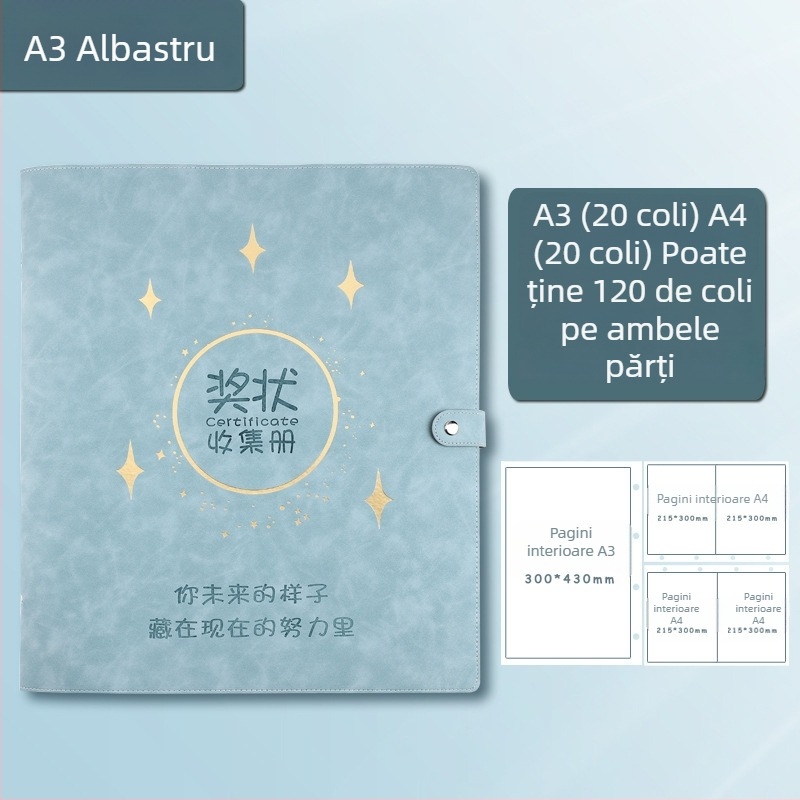 Carte de colecție pentru certificate, piele, Model Avinar 05, 120 pagini, personalizare disponibilă, grosime 4