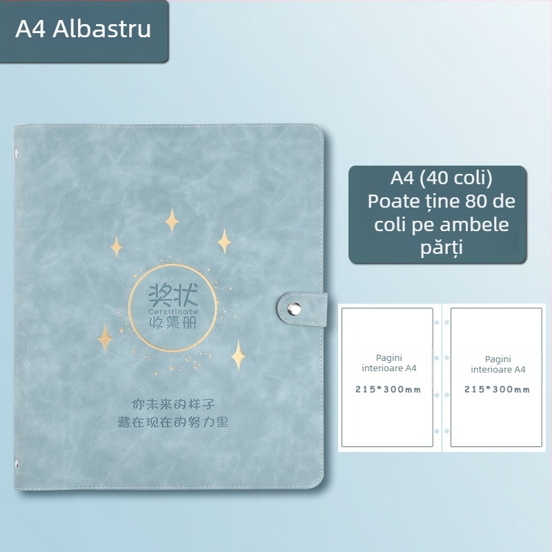 Carte de colecție pentru certificate, piele, Model Avinar 05, 120 pagini, personalizare disponibilă, grosime 4
