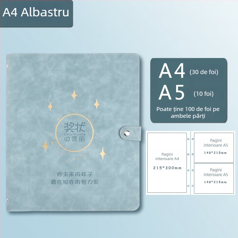 Carte de colecție pentru certificate, piele, Model Avinar 05, 120 pagini, personalizare disponibilă, grosime 4