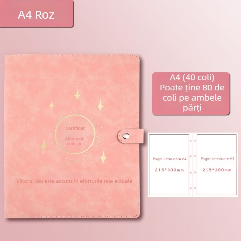 Carte de colecție pentru certificate, piele, Model Avinar 05, 120 pagini, personalizare disponibilă, grosime 4