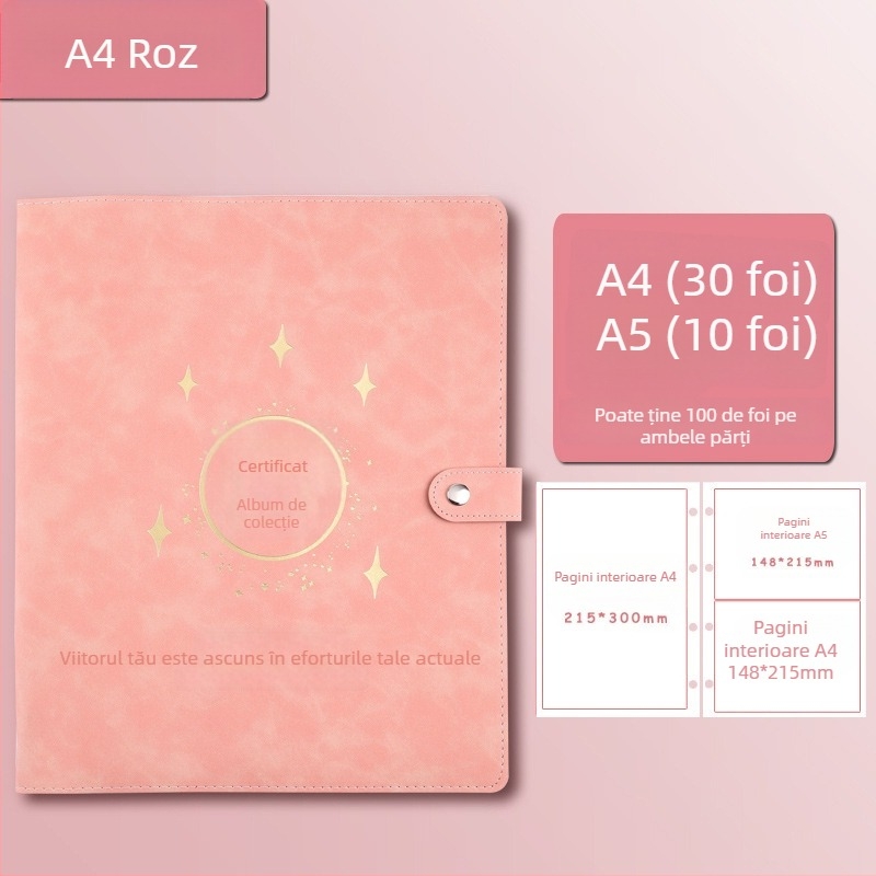 Carte de colecție pentru certificate, piele, Model Avinar 05, 120 pagini, personalizare disponibilă, grosime 4