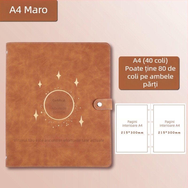 Carte de colecție pentru certificate, piele, Model Avinar 05, 120 pagini, personalizare disponibilă, grosime 4