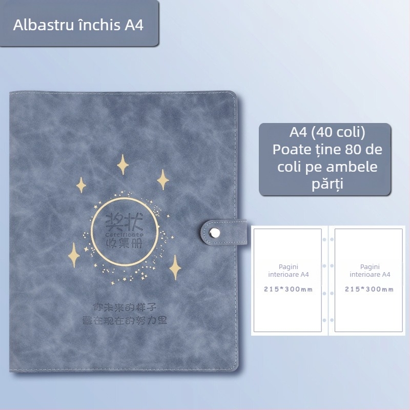 Carte de colecție pentru certificate, piele, Model Avinar 05, 120 pagini, personalizare disponibilă, grosime 4
