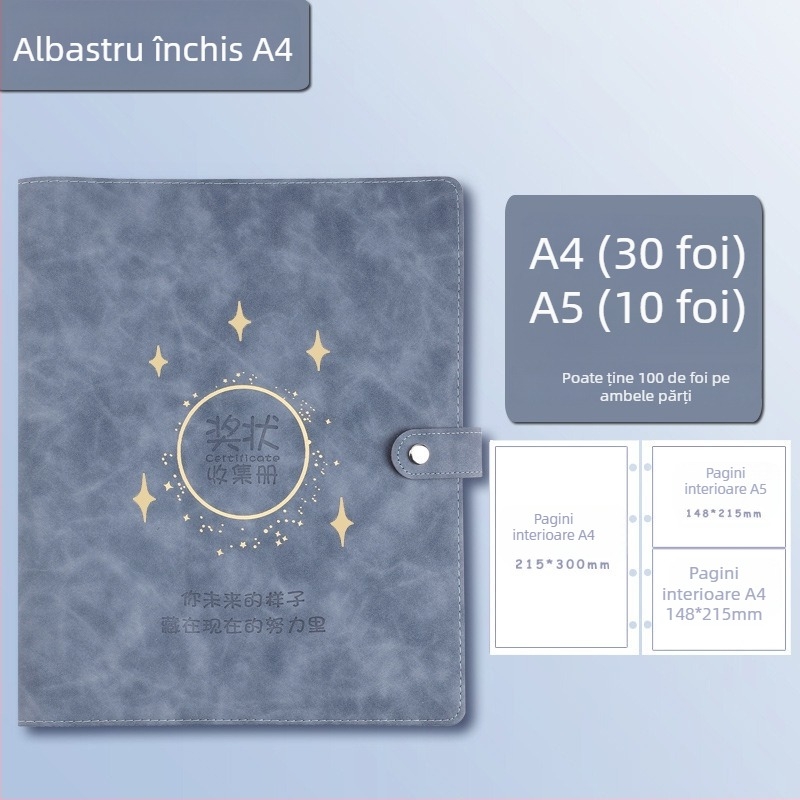 Carte de colecție pentru certificate, piele, Model Avinar 05, 120 pagini, personalizare disponibilă, grosime 4