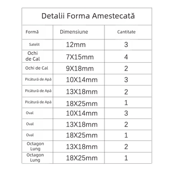 Rhinestones gheară pentru îmbrăcăminte – set de 24 bucăți, amestec din cristale de sticlă și lapis lazuli, cu găuri pentru cusut manual, placare electroplată