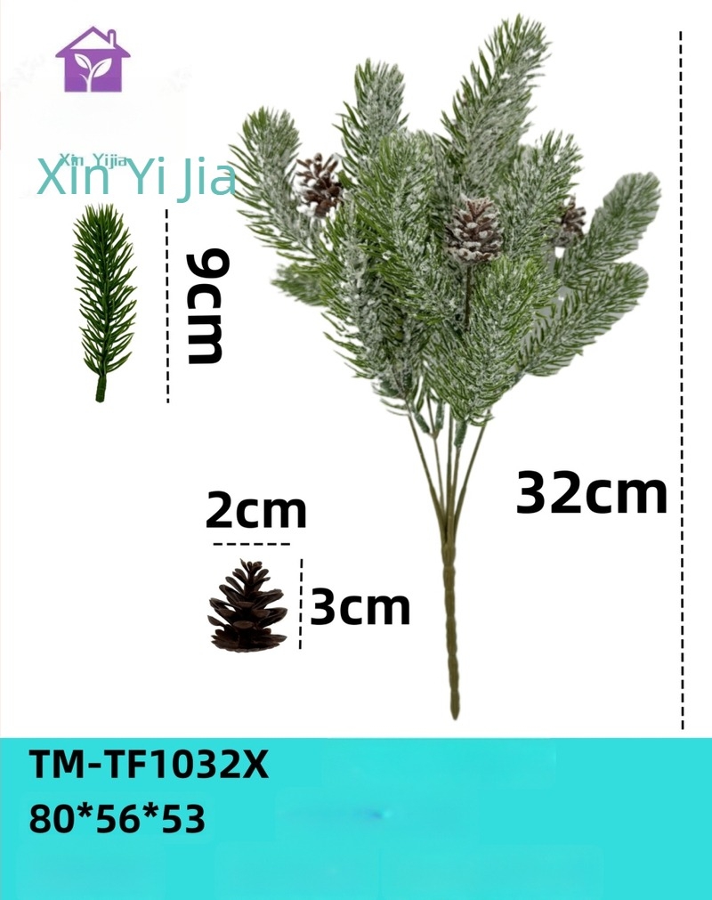 Xinyijia ornamente de Crăciun pentru brad: ace de brad, conuri de brad și fulgi de zăpadă - părți din plastic și fier