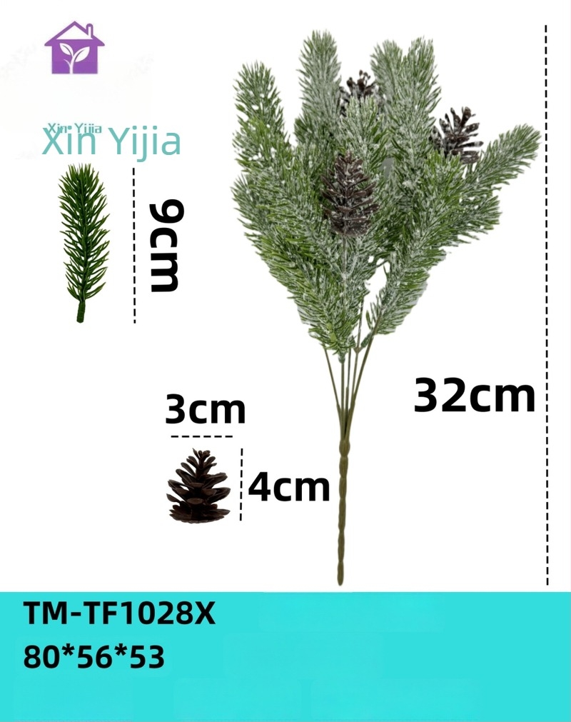 Xinyijia ornamente de Crăciun pentru brad: ace de brad, conuri de brad și fulgi de zăpadă - părți din plastic și fier