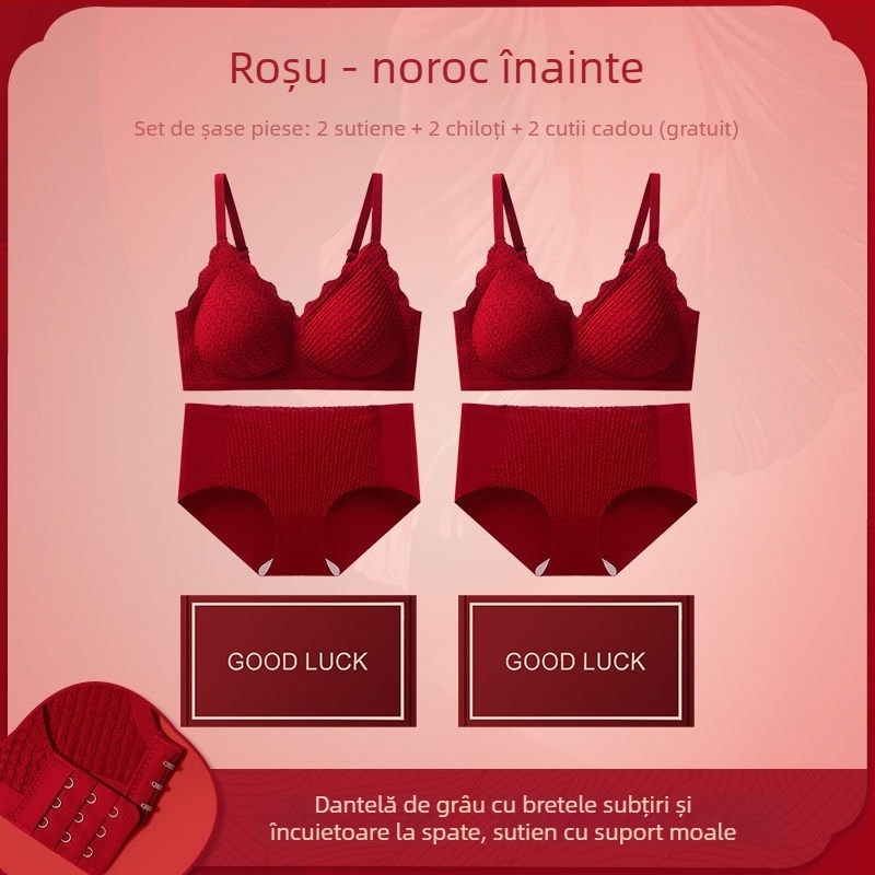 Set sutiene mireasă: push-up efect, cupă 3/4, umplutură din burete, bretele fixe duble, trei rânduri de închizători la spate, material nylon