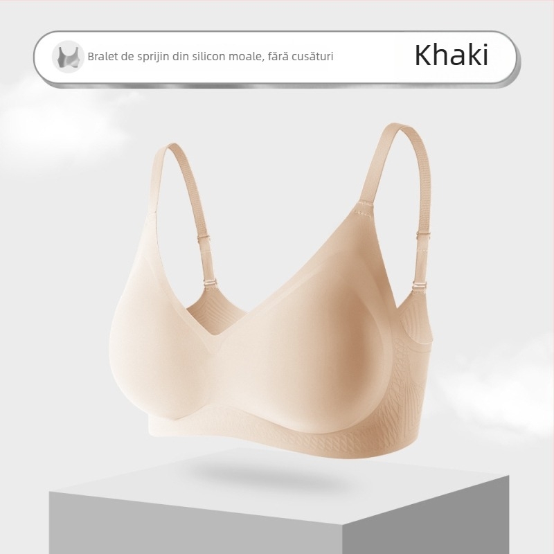 Sutien fără cusături cu susținere moale, cupă 3/4 cu burete, respirabil, design ușor