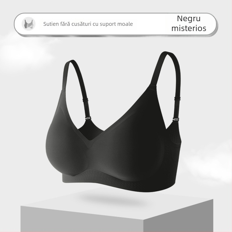 Sutien fără cusături cu susținere moale, cupă 3/4 cu burete, respirabil, design ușor