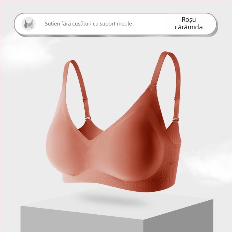 Sutien fără cusături cu susținere moale, cupă 3/4 cu burete, respirabil, design ușor