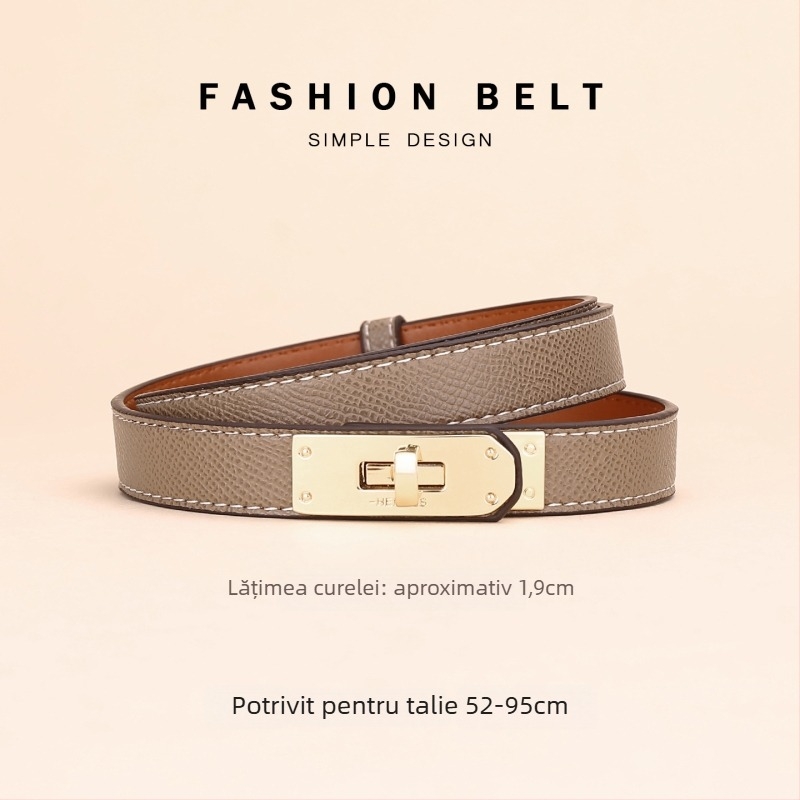 Centură pentru rochie – curea din piele naturală, cataramă din aliaj, lățime 2–4 cm, închidere cu nasturi