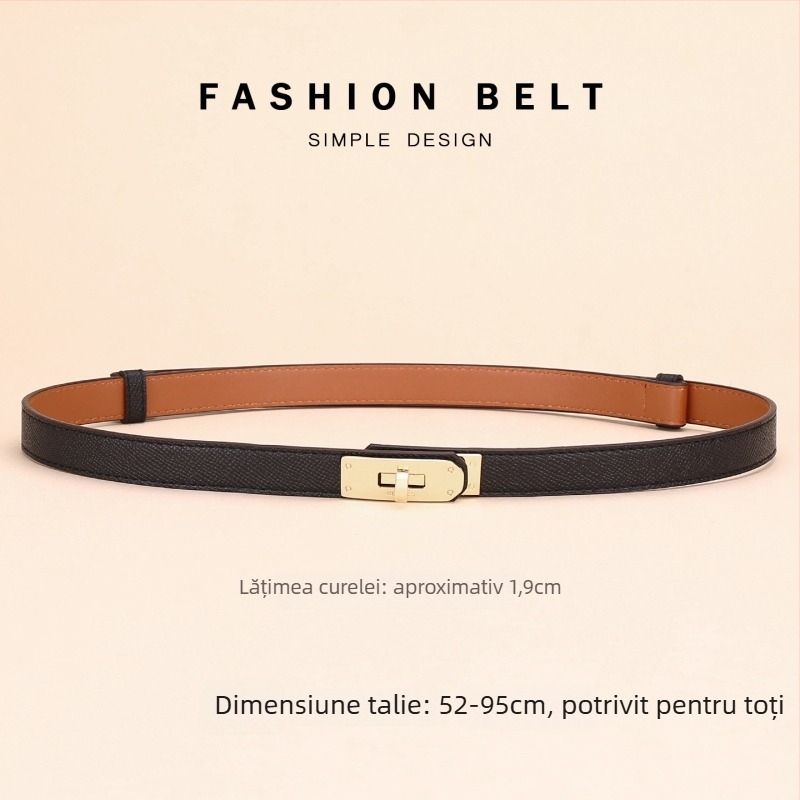 Centură pentru rochie – curea din piele naturală, cataramă din aliaj, lățime 2–4 cm, închidere cu nasturi