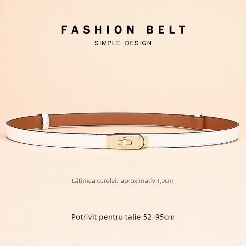 Centură pentru rochie – curea din piele naturală, cataramă din aliaj, lățime 2–4 cm, închidere cu nasturi