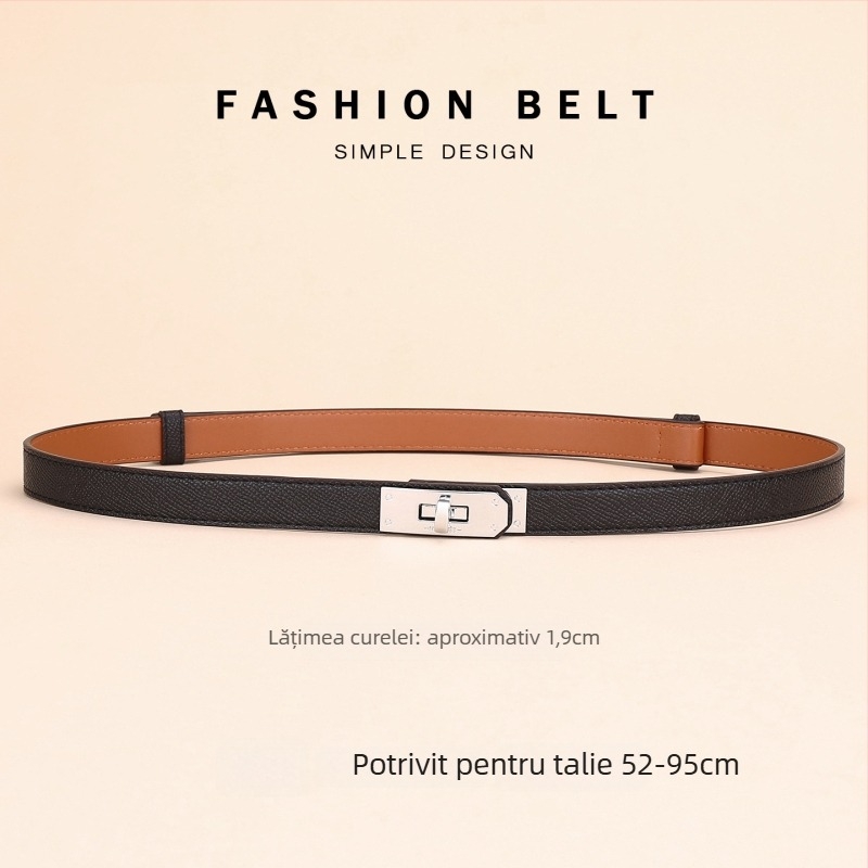 Centură pentru rochie – curea din piele naturală, cataramă din aliaj, lățime 2–4 cm, închidere cu nasturi