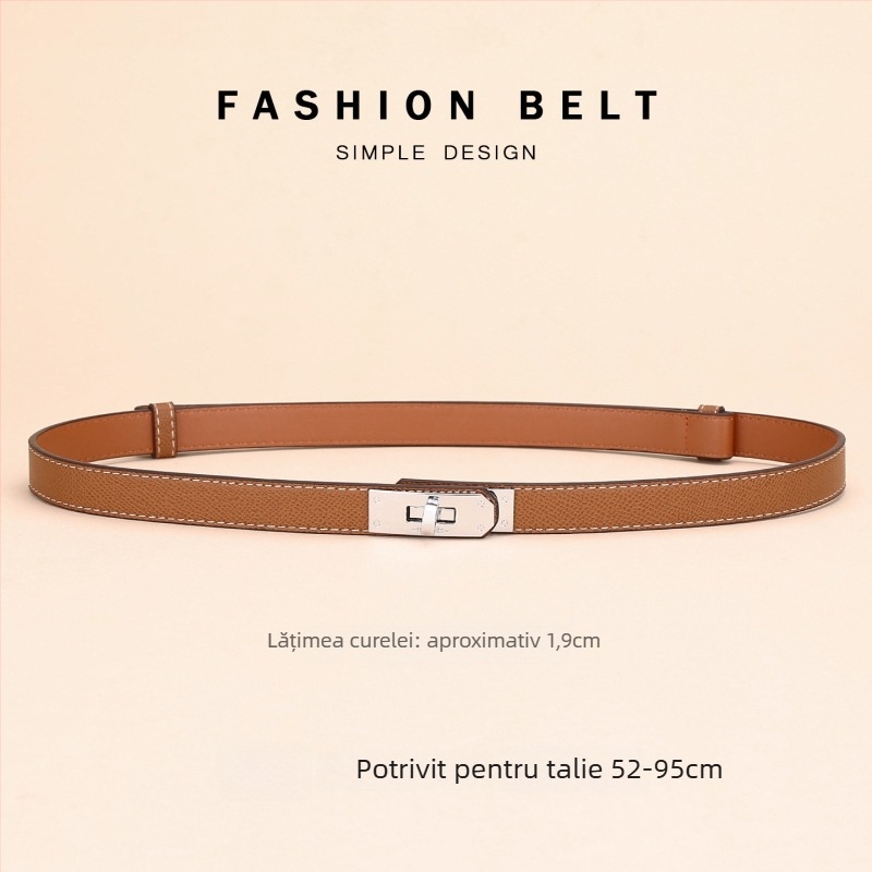 Centură pentru rochie – curea din piele naturală, cataramă din aliaj, lățime 2–4 cm, închidere cu nasturi