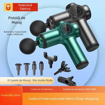 Mini masaj pentru fascia, masaj de relaxare muscular portabil cu LCD, motor cu peri, 6 capete, baterie încorporată 2000–4000 mAh, autonomie 8–12 h, zgomot sub 36 dB