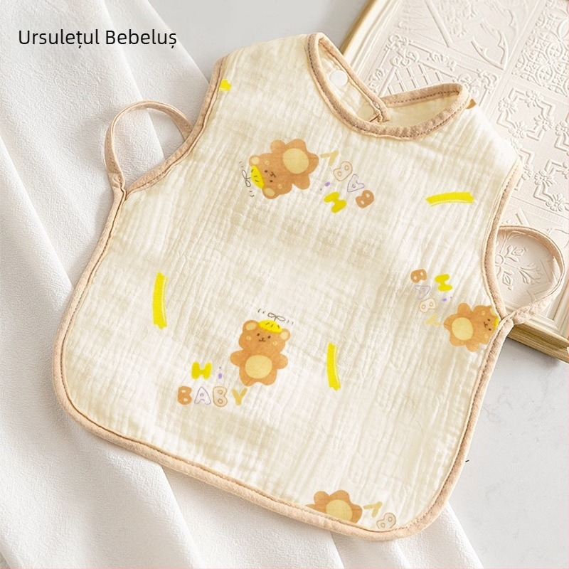 Prosop de salivă pentru copii — 100% bumbac, impermeabil și rezistent la murdărie, model grilă/figuri, potrivit pentru copii 3–8 ani