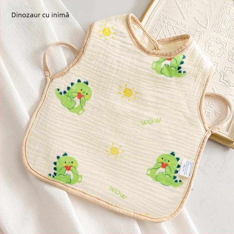 Prosop de salivă pentru copii — 100% bumbac, impermeabil și rezistent la murdărie, model grilă/figuri, potrivit pentru copii 3–8 ani