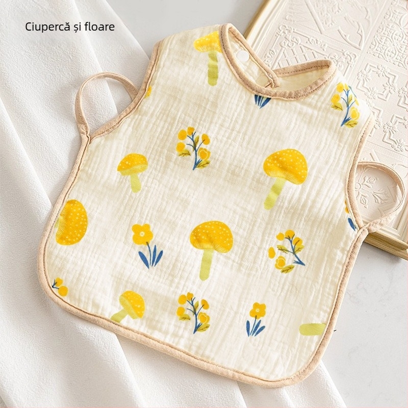 Prosop de salivă pentru copii — 100% bumbac, impermeabil și rezistent la murdărie, model grilă/figuri, potrivit pentru copii 3–8 ani