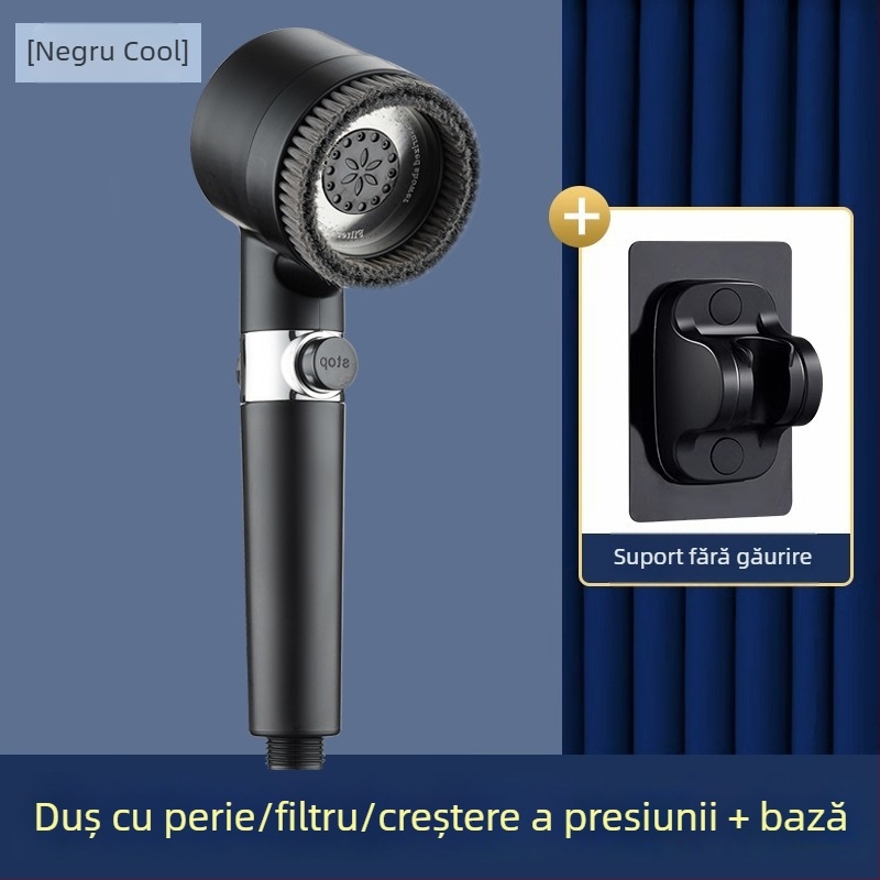 Duș portabil rotund cu presiune — ABS, model cu 3 viteze, moduri jet, masaj și ploaie