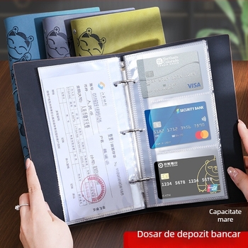 Dosar cu clip pentru stocare de foi, piele PU, personalizare cu imprimare logo, compatibil cu foi loose-leaf