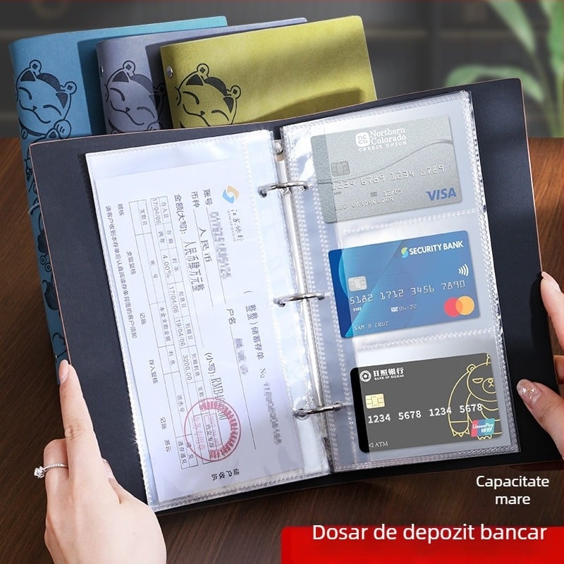 Dosar cu clip pentru stocare de foi, piele PU, personalizare cu imprimare logo, compatibil cu foi loose-leaf