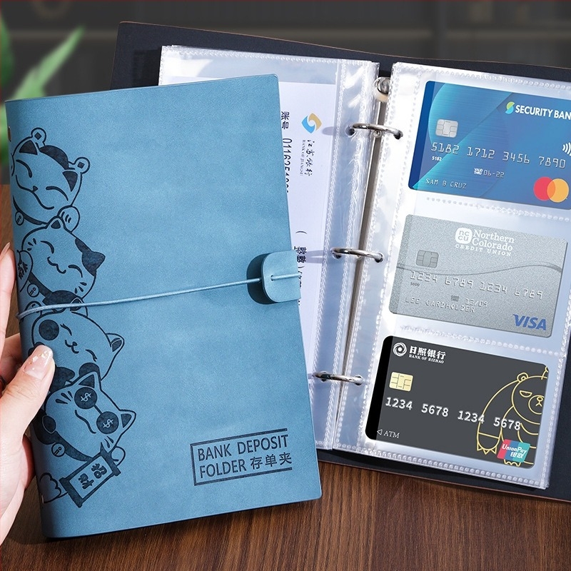 Dosar cu clip pentru stocare de foi, piele PU, personalizare cu imprimare logo, compatibil cu foi loose-leaf