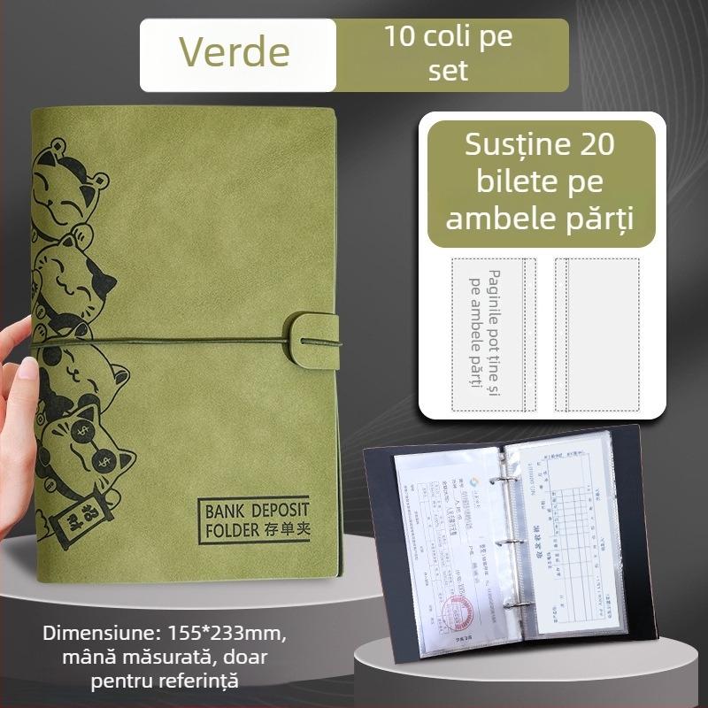 Dosar cu clip pentru stocare de foi, piele PU, personalizare cu imprimare logo, compatibil cu foi loose-leaf