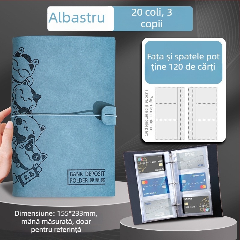 Dosar cu clip pentru stocare de foi, piele PU, personalizare cu imprimare logo, compatibil cu foi loose-leaf