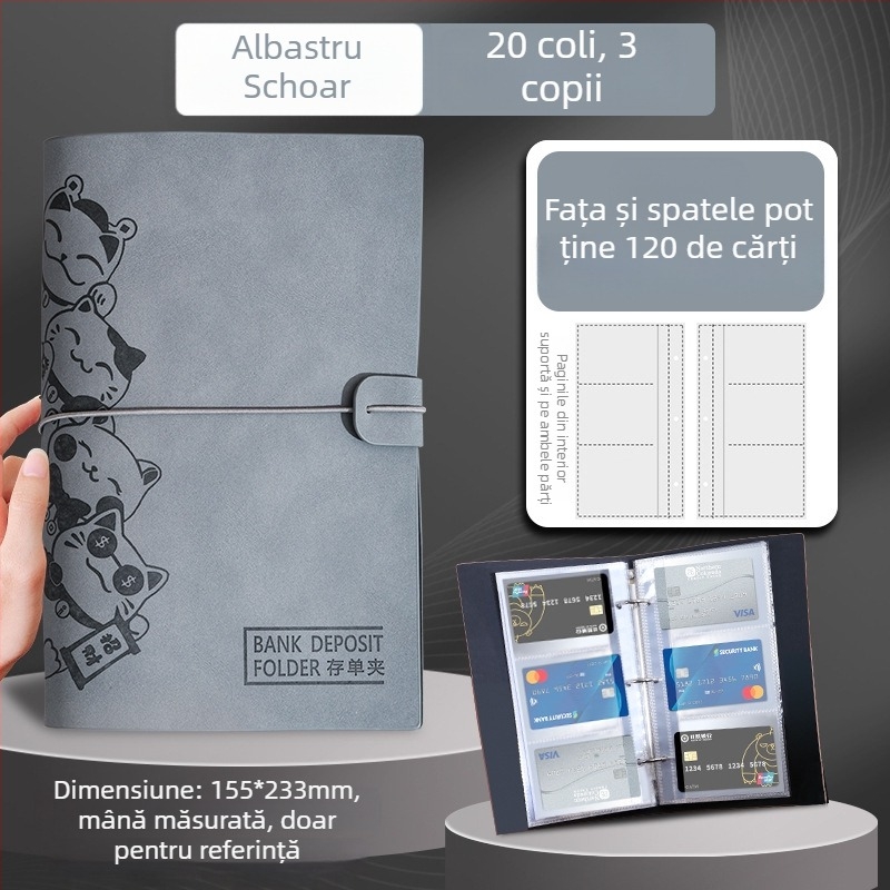 Dosar cu clip pentru stocare de foi, piele PU, personalizare cu imprimare logo, compatibil cu foi loose-leaf