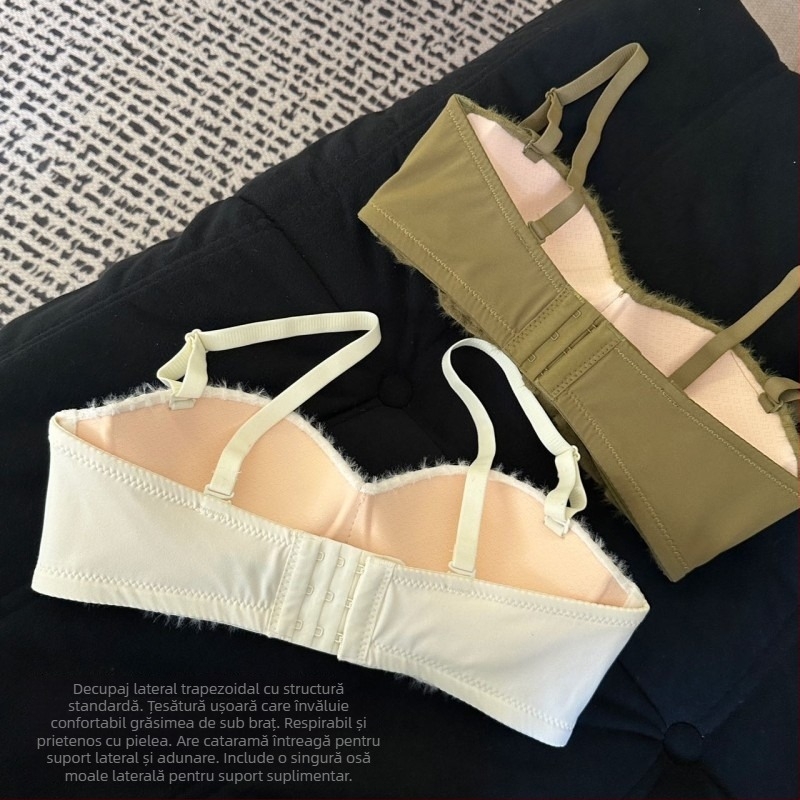 Set sutien cu cupă 1/2, material nylon, bretele detașabile cu dublu suport, trei rânduri de catarame la spate, funcții de strângere și ridicare a sânilor