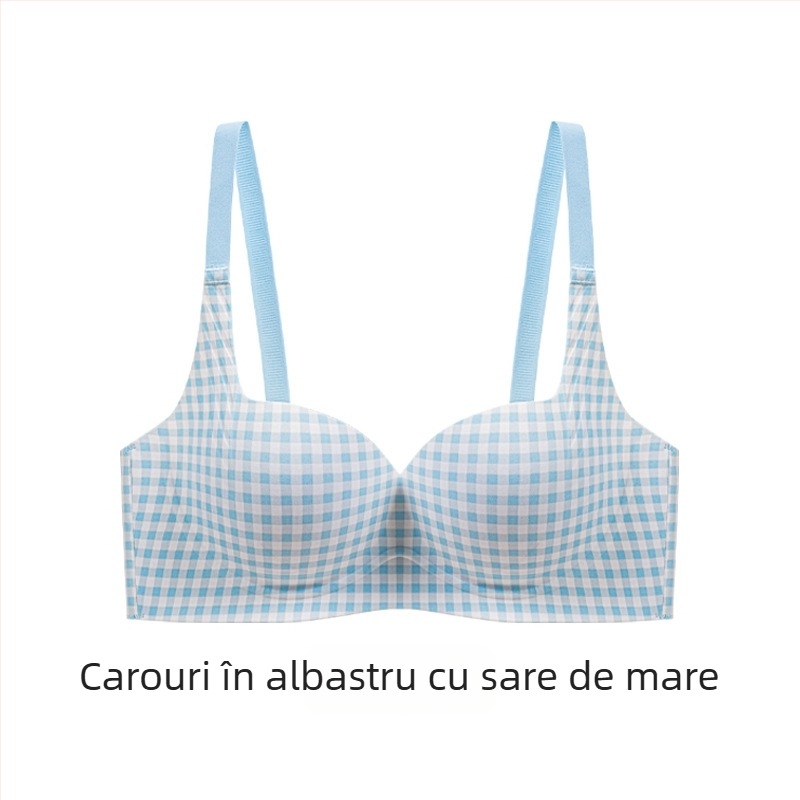 Set de sutiene din nylon pentru femei, cupă 3/4, cupă groasă, bretele fixe, închidere la spate cu trei rânduri, căptușeală din spandex