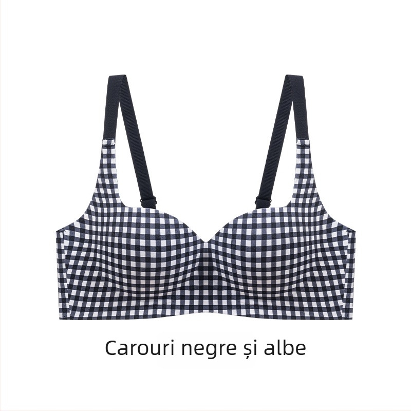 Set de sutiene din nylon pentru femei, cupă 3/4, cupă groasă, bretele fixe, închidere la spate cu trei rânduri, căptușeală din spandex