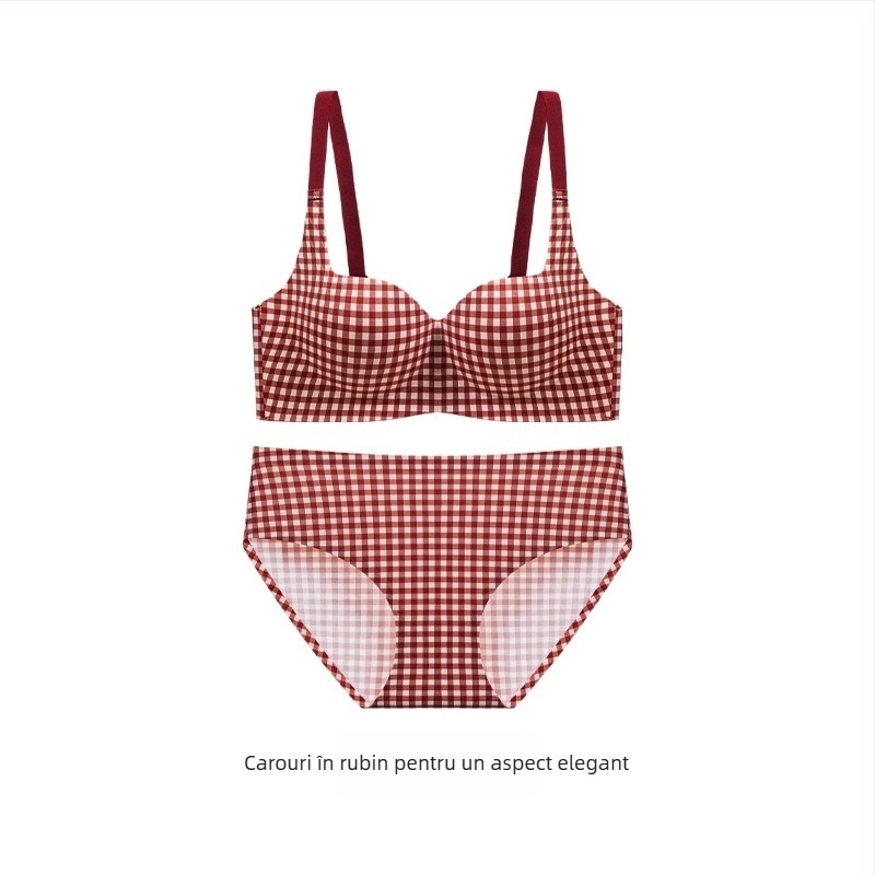 Set de sutiene din nylon pentru femei, cupă 3/4, cupă groasă, bretele fixe, închidere la spate cu trei rânduri, căptușeală din spandex