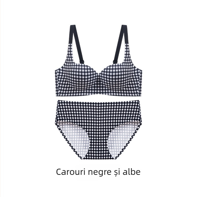 Set de sutiene din nylon pentru femei, cupă 3/4, cupă groasă, bretele fixe, închidere la spate cu trei rânduri, căptușeală din spandex
