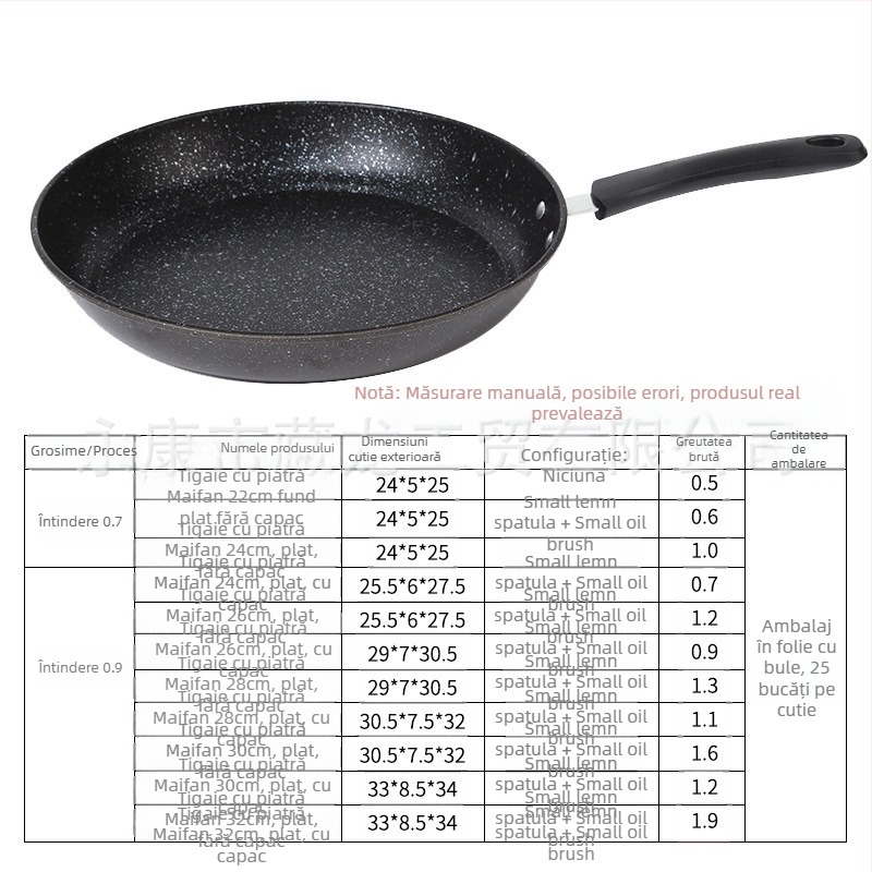 CYJ-JG-006 Tigaie cu piatră Maifan, antiaderentă, cu bază din mai multe straturi, compatibilă cu plitele cu inducție și aragaz