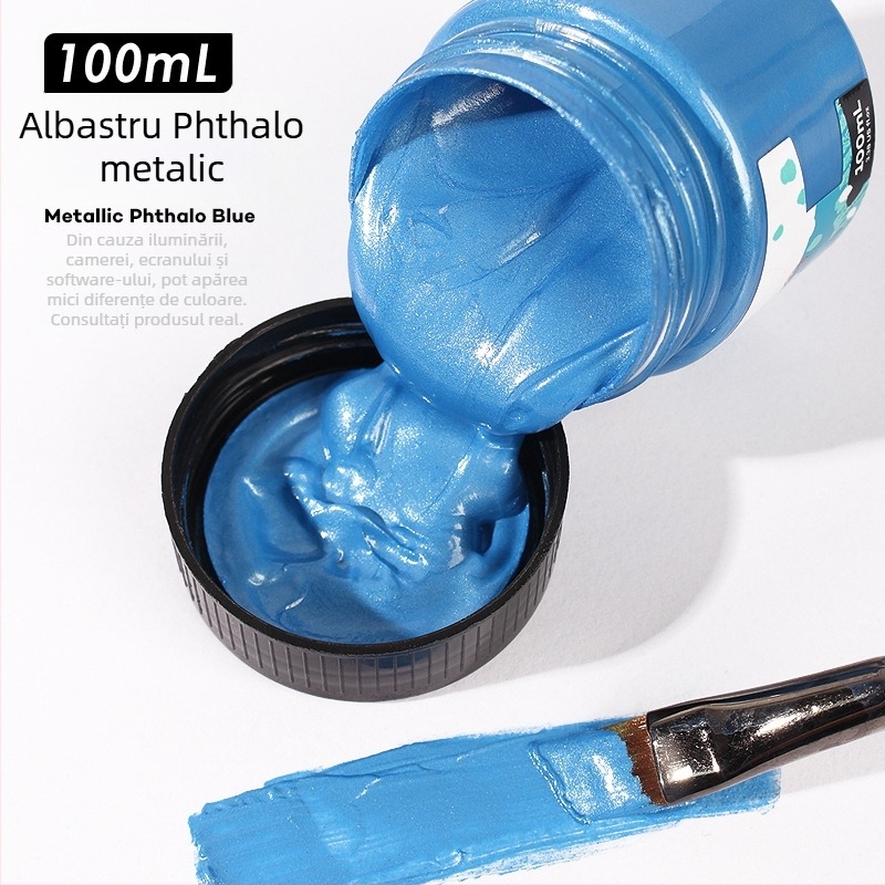 Monde vopsea acrilică metalică fluorescentă – 100 ml, rezistentă la apă, netoxică, un flacon, pentru pictură murală manuală
