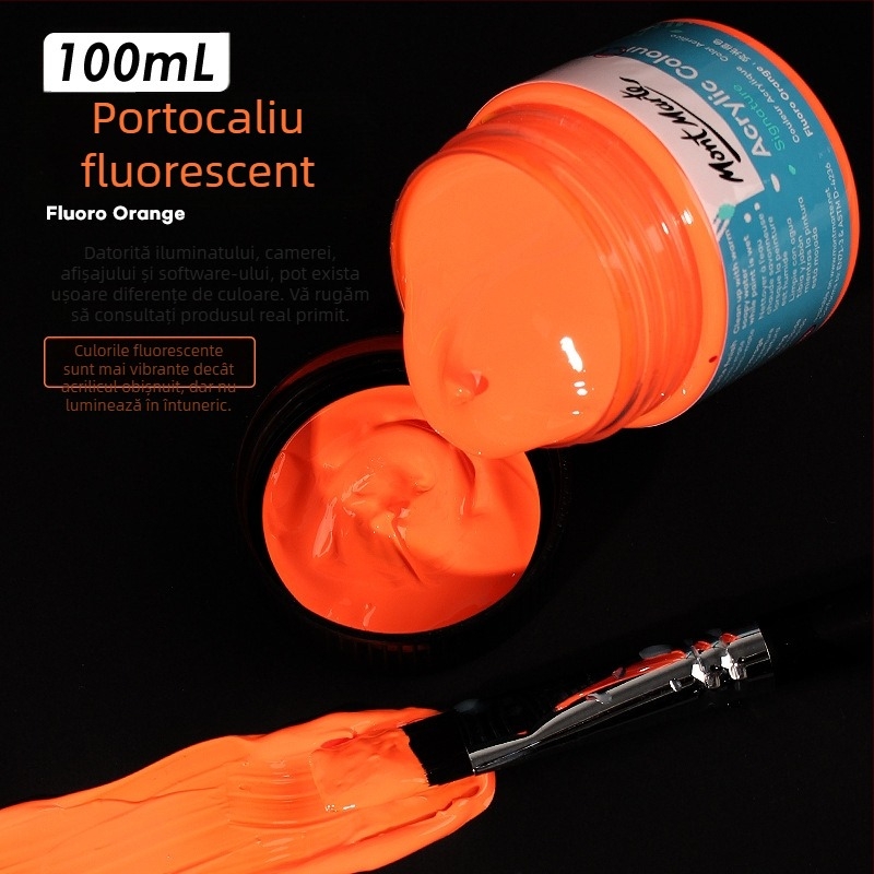 Monde vopsea acrilică metalică fluorescentă – 100 ml, rezistentă la apă, netoxică, un flacon, pentru pictură murală manuală