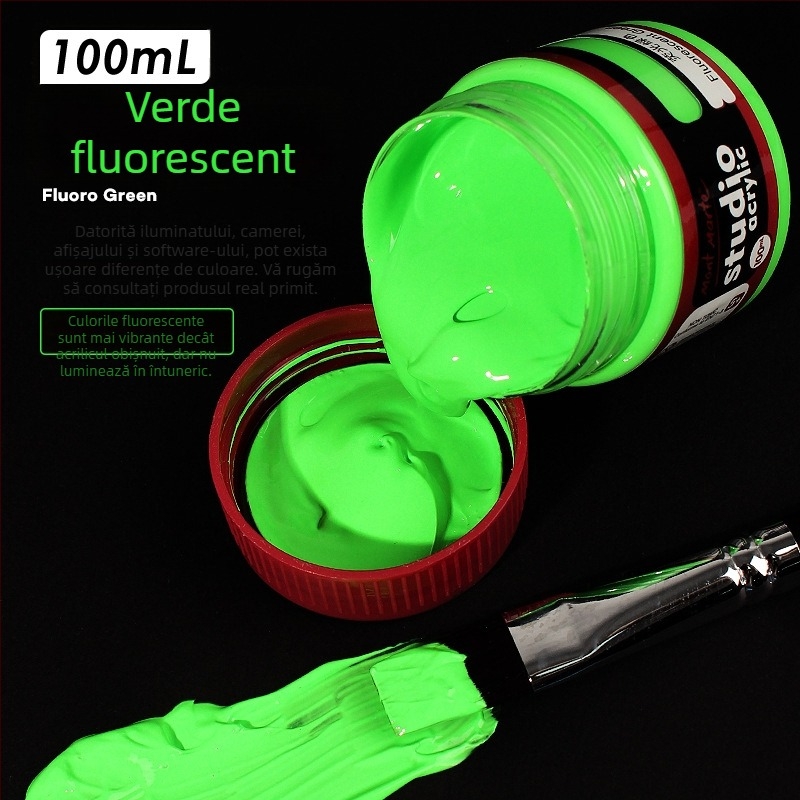 Monde vopsea acrilică metalică fluorescentă – 100 ml, rezistentă la apă, netoxică, un flacon, pentru pictură murală manuală