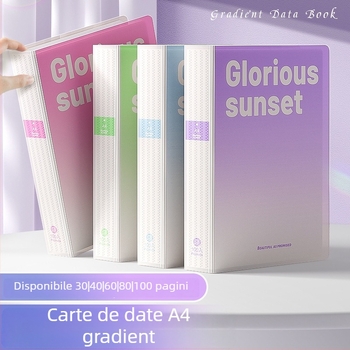 Mapă de documente cu inserții, culoare gradientă, stocare în mai multe straturi (Material: Plastic; Număr de pagini: 100; Tipărire logo: Nu; Personalizare: Nu)