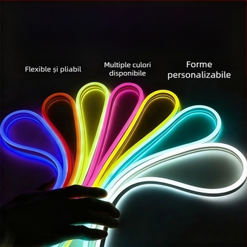 Bandă LED Neon 2835, 120 LED/m, IP65 impermeabilă, 8W, intrare 12-24-110-220V