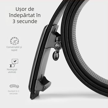 Centură din piele pentru bărbați, stil business, cu cataramă automată, din piele de vită prim-strat, lățime 2–4 cm, cataramă: aliaj